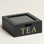 Caja de te madera 4 divisiones Blacky 18x18x7 cm
