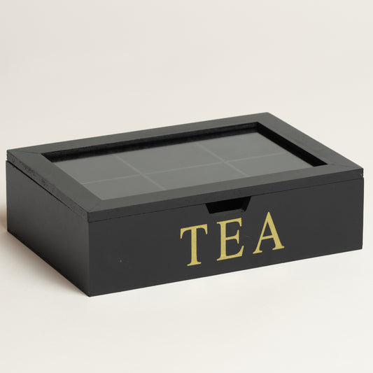 Caja de te madera 6 divisiones Blacky 24x17x7cm