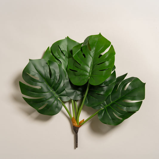 Planta artificial monstera con 5 hojas 43 cm