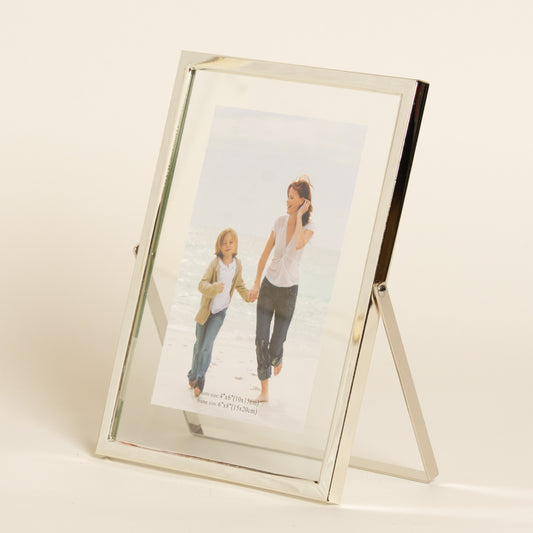 Portarretrato metalico plateado 15x21 cm foto 10x15