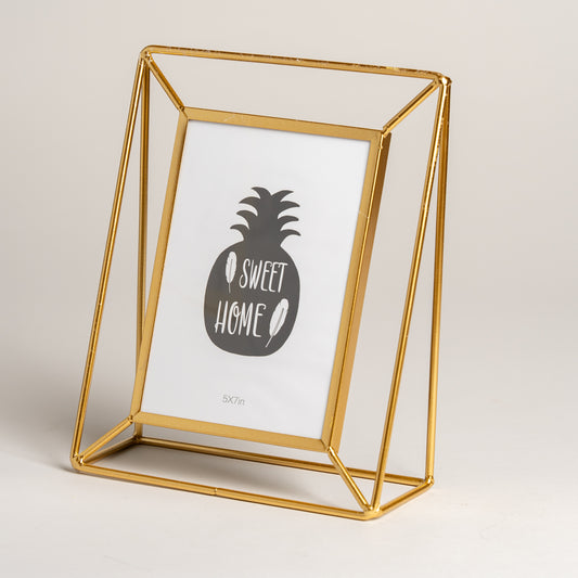Portarretrato metalico dorado base 25X20 cm I ft:18x13 cm