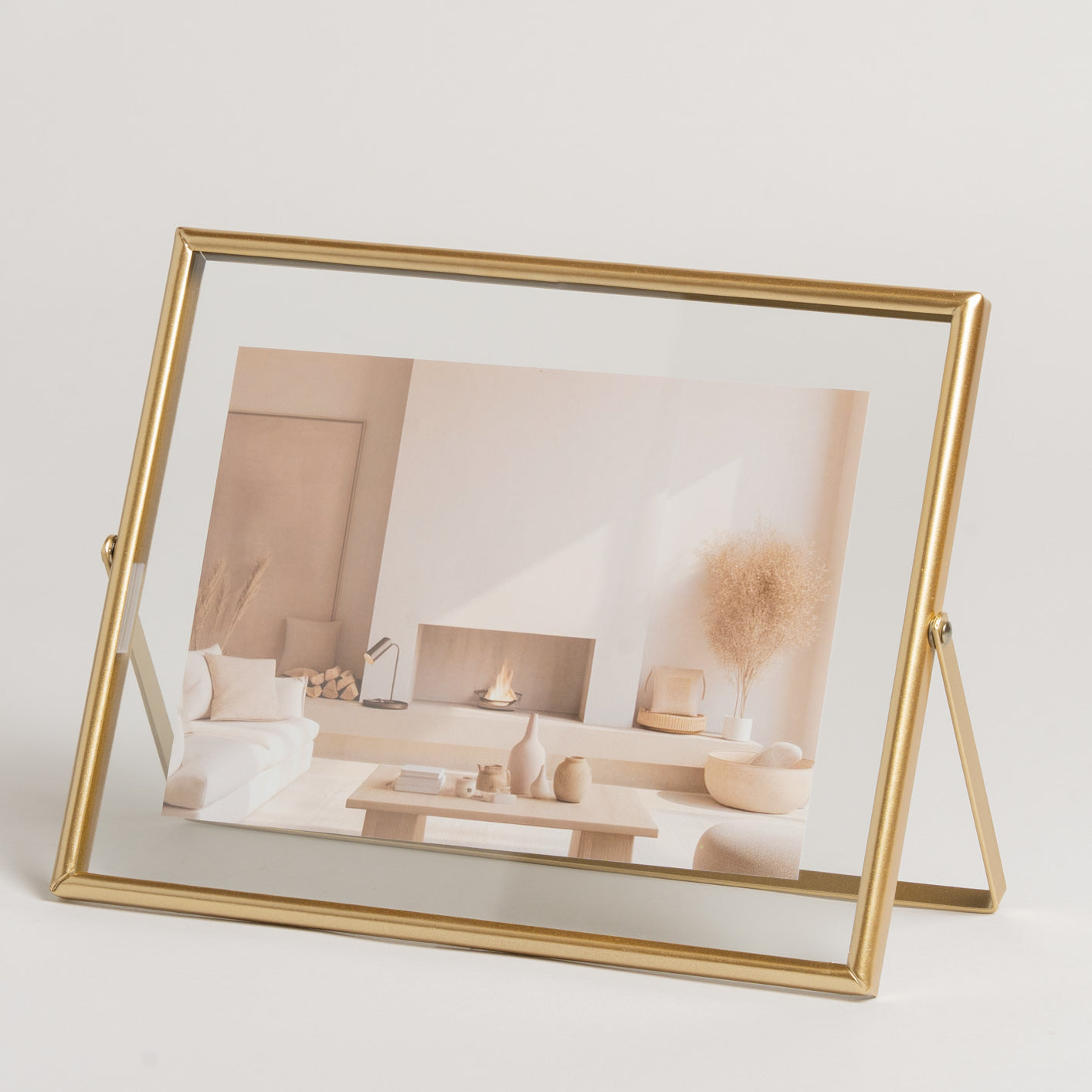 Portarretrato metalico dorado Horizon 18x22 cm