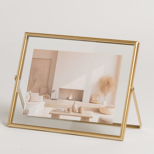 Portarretrato metalico dorado Horizon 18x22 cm