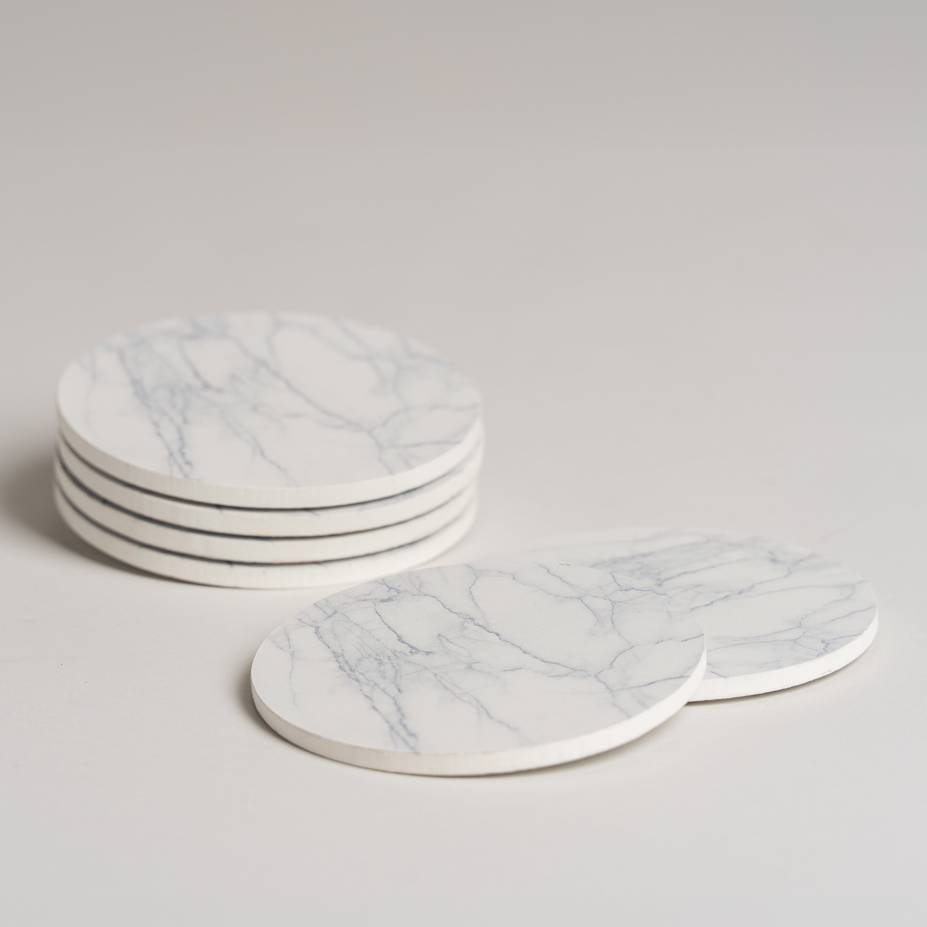 Posavasos de madera simil marmol set x 6 10 cm
