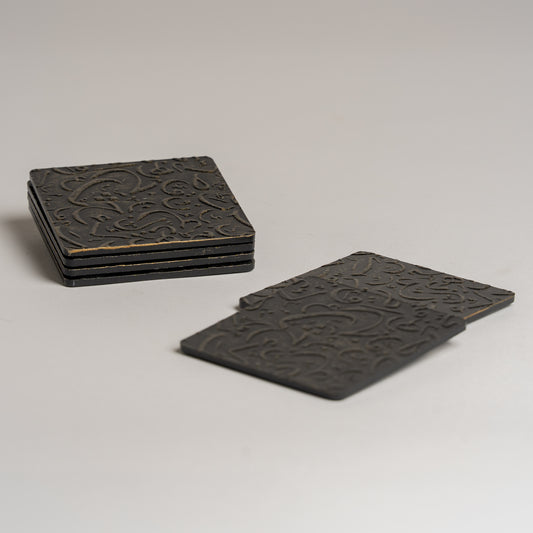 Posavasos cuadrados de madera negro set x 6 10x10 cm