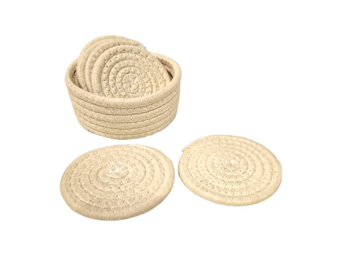 Posavasos de algodon blanco set x 6 11 cm