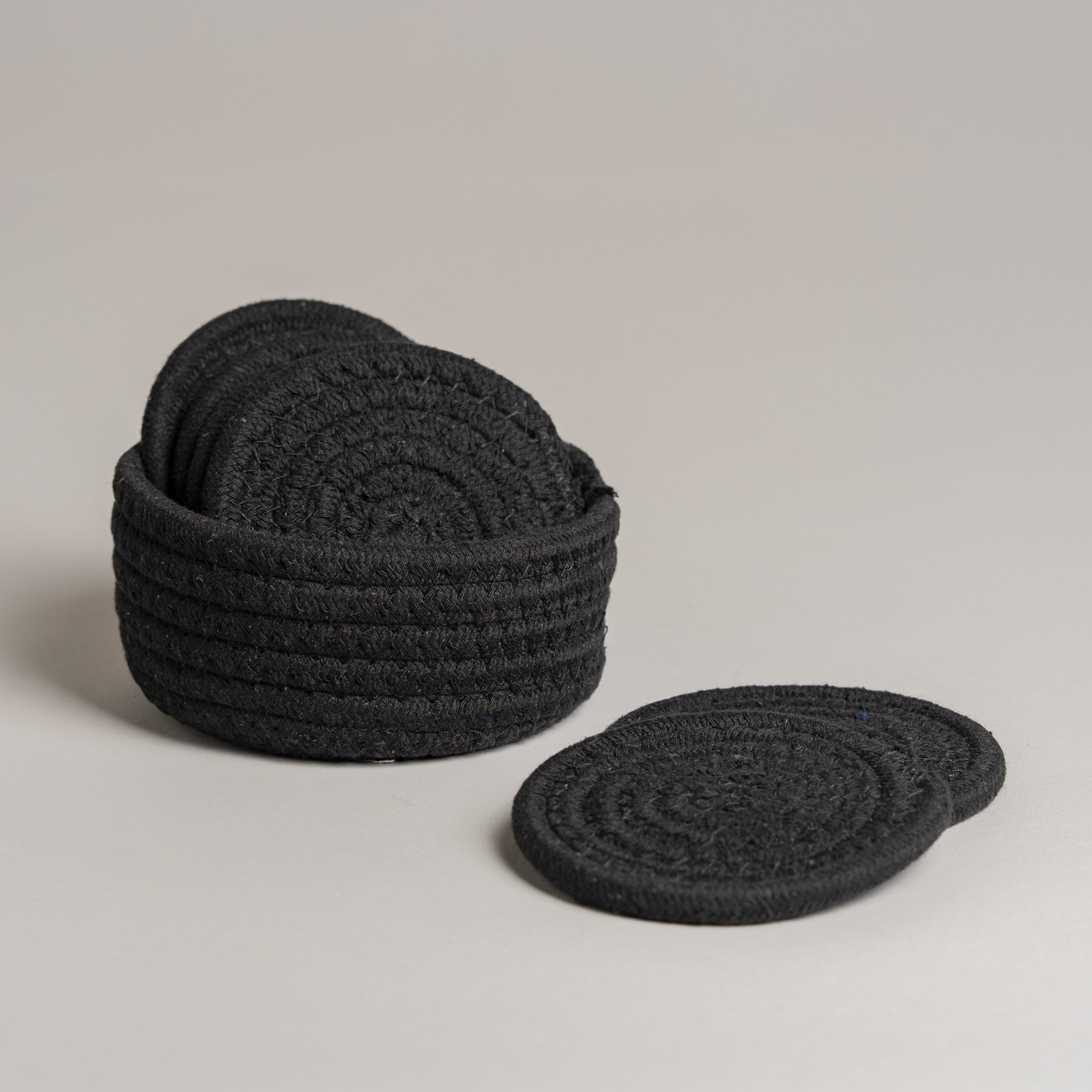 Posavasos de algodon negro set x 6 11 cm