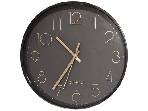 Reloj redondo negro agujas cobre Apolo 30cm