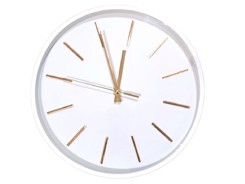 Reloj redondo blanco agujas cobre Apolo 30cm