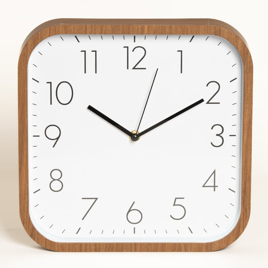 Reloj cuadrado Woody cuadrado simil madera 28 cm