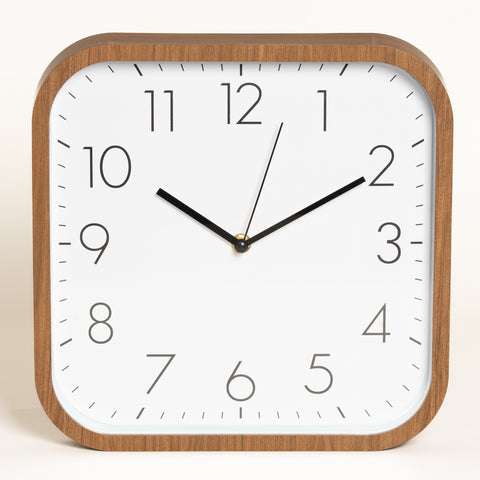 Reloj cuadrado Woody cuadrado simil madera 28 cm