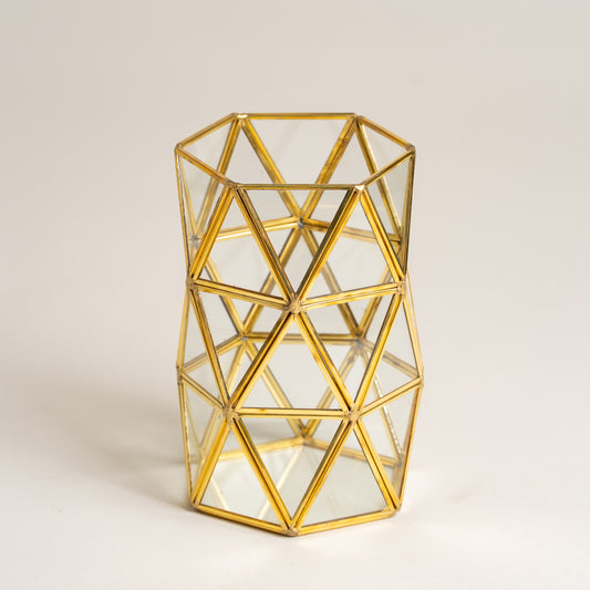 Linea metal terrario de vidrio dorado Twin 11x17 cm