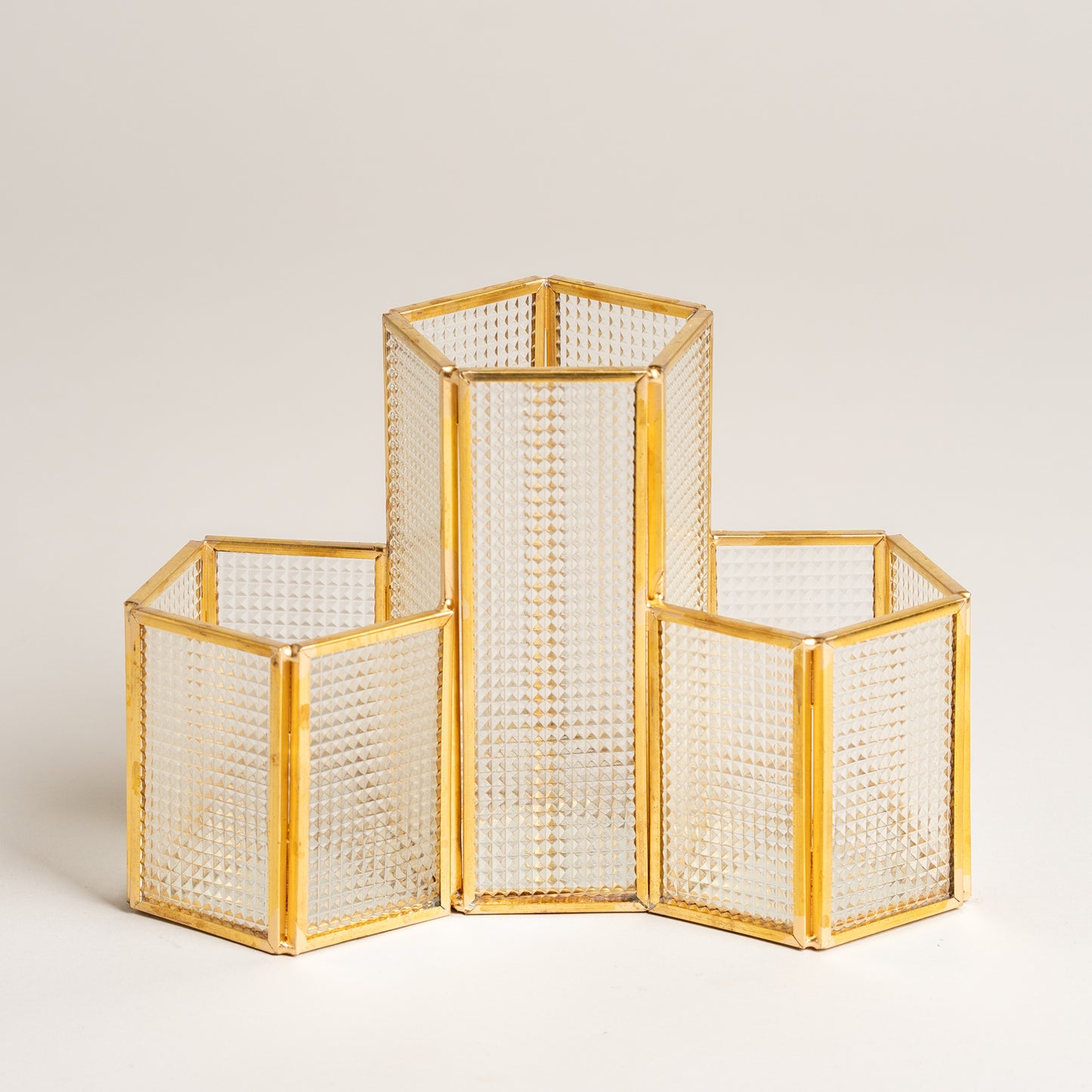 Linea metal organizador de vidrio gold brush 21x11x14 cm