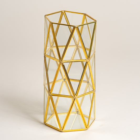 Linea metal terrario de vidrio Newcastle dorado xl 13x25cm