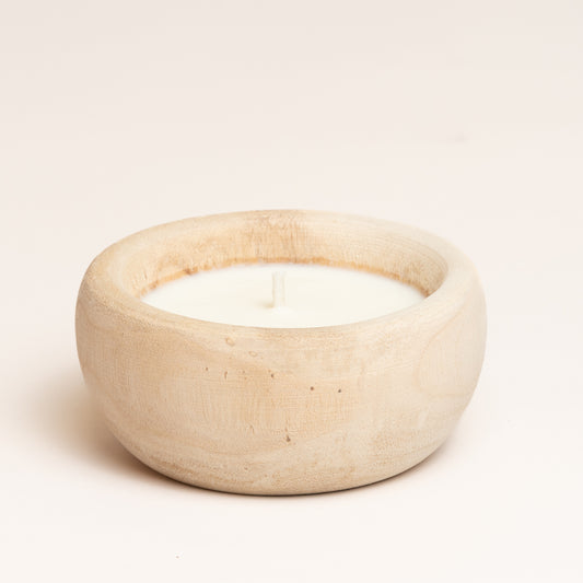 Vela calmine madera 13x6 cm