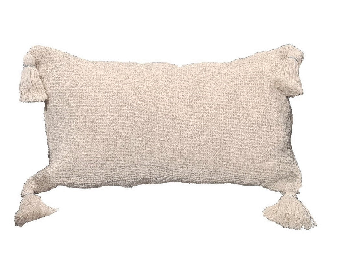 Textil Almohadon de lienzo crudo con borlas 30x50 cm