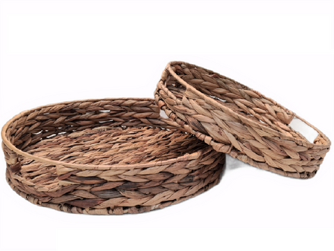 Bandeja seagrass redonda set x 2 33x6 I 39xH8 cm