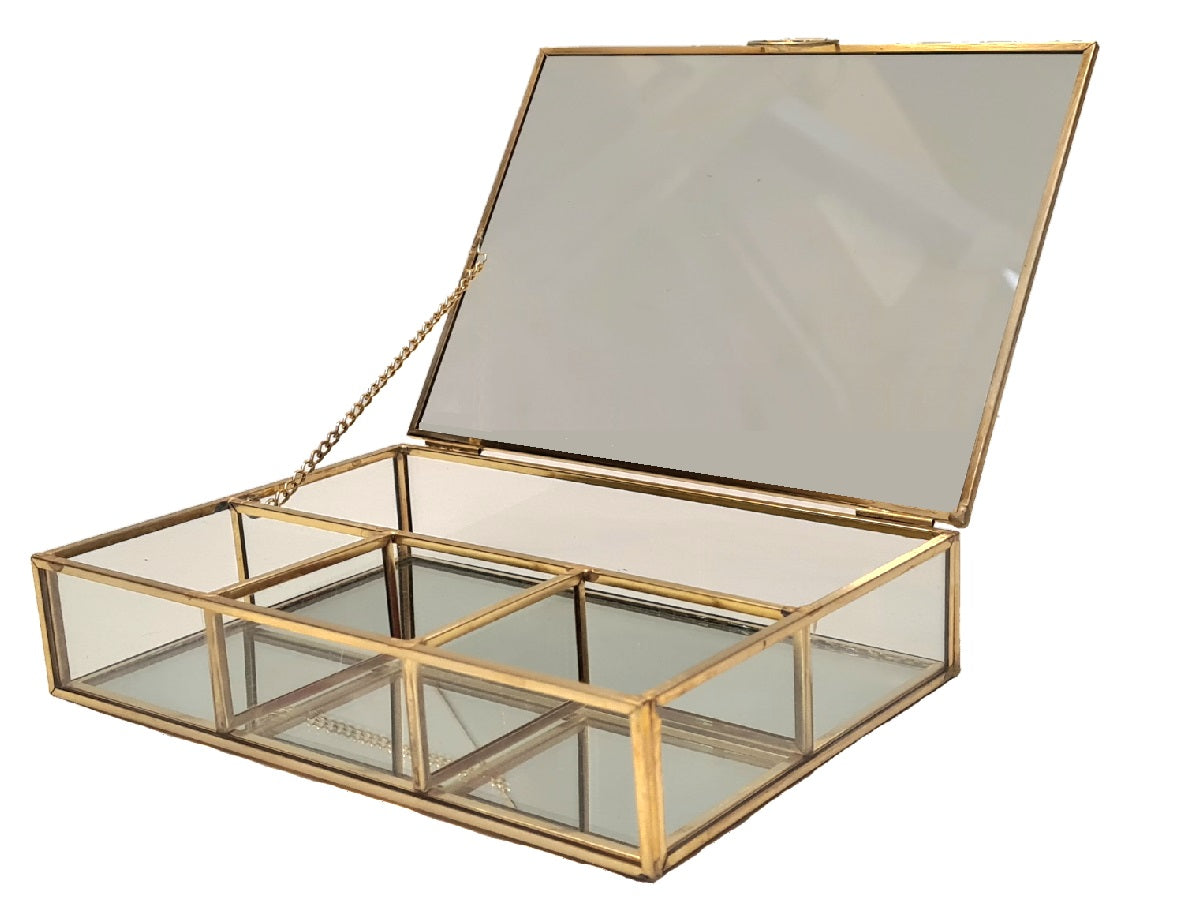 Linea metal alhajero organizador dorado rectangular Misty 17x12x4 cm