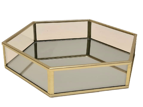 Linea metal bandeja espejada hexagonal Alcor 21x21x4 cm