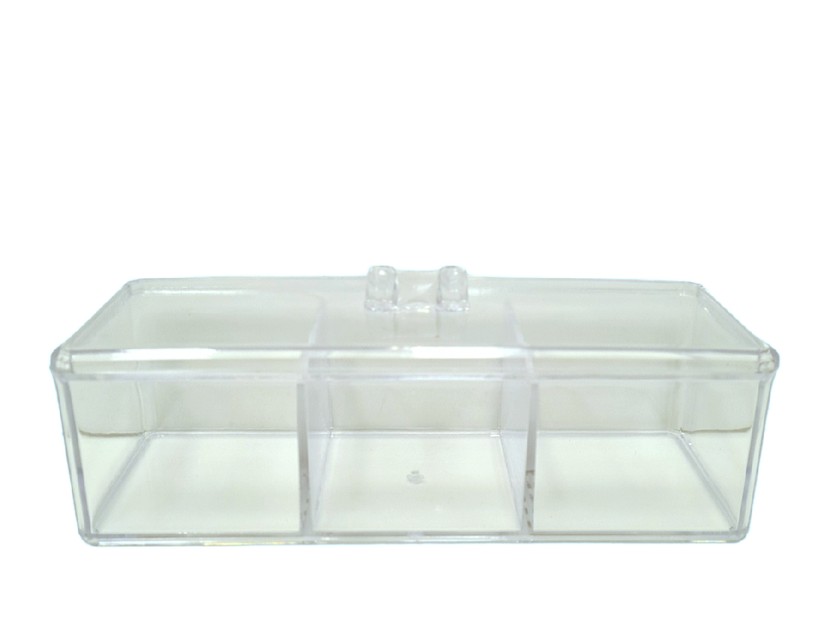 Caja acrilico 3 compartimientos organizadora oliver 23x9x7 cm