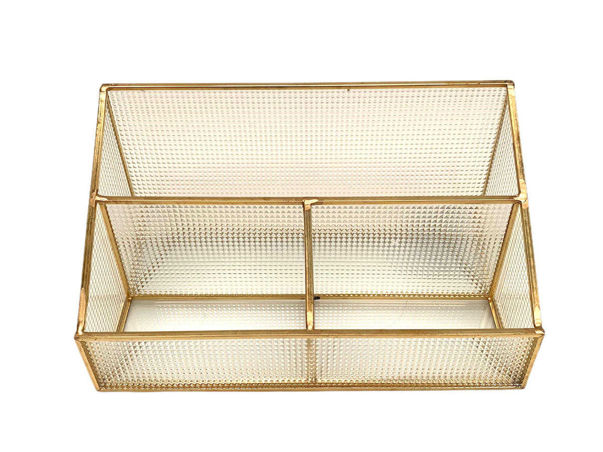 Linea metal organizador de vidrio gold rectangular 25*13*12 cm