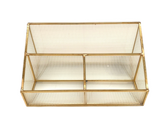 Linea metal organizador de vidrio gold rectangular 25*13*12 cm
