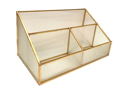Linea metal organizador de vidrio gold rectangular 25*13*12 cm