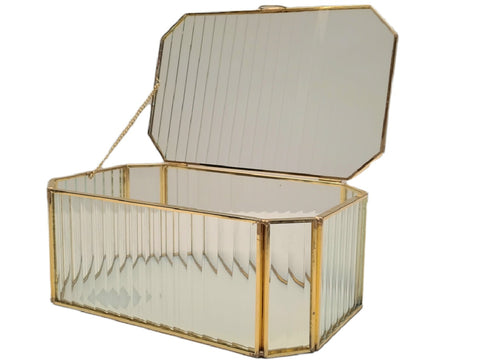 Linea metal caja vidriada dorada XL Pegaso 24x15x10 cm
