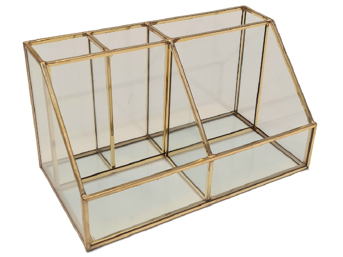 Linea metal organizador decorativo vidriado Camus 18x10x10 cm