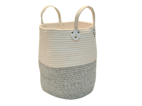 Cesto redondo Pure gris y blanco 27x34 cm