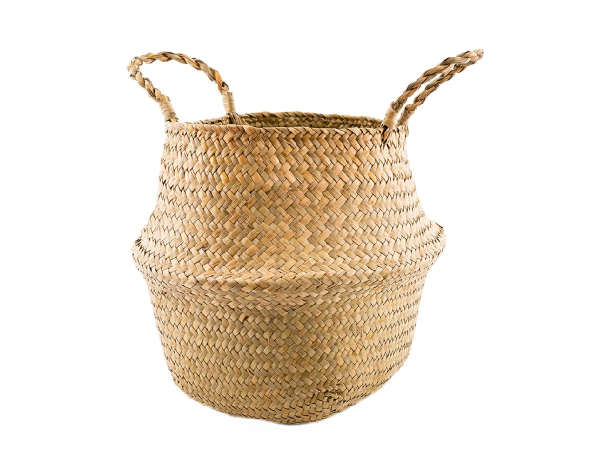 Cesto de palma estilo vietnamita natural 31x26 cm