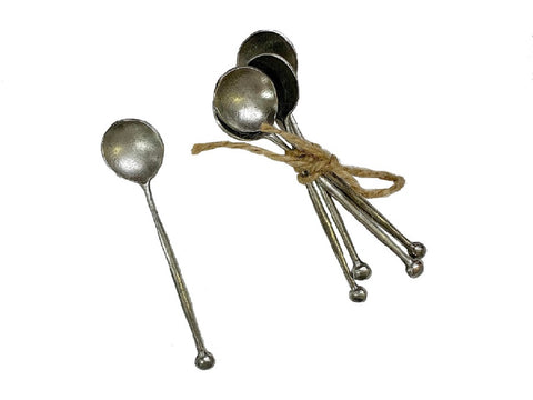 Linea metalica cuchara de te o cafe con bolita 12 cm Set x 4