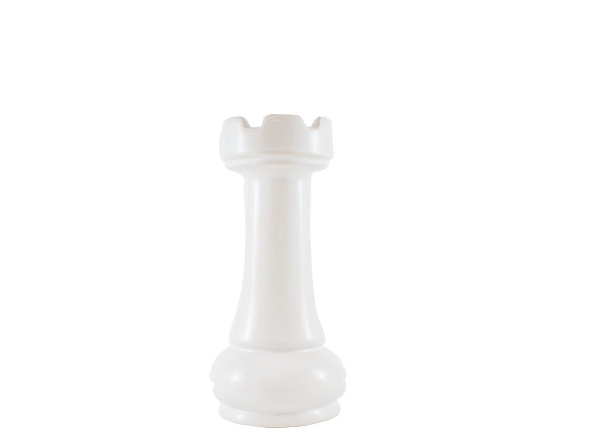 Pieza de ajedrez ceramica blanca Torre 8.5x20 cm