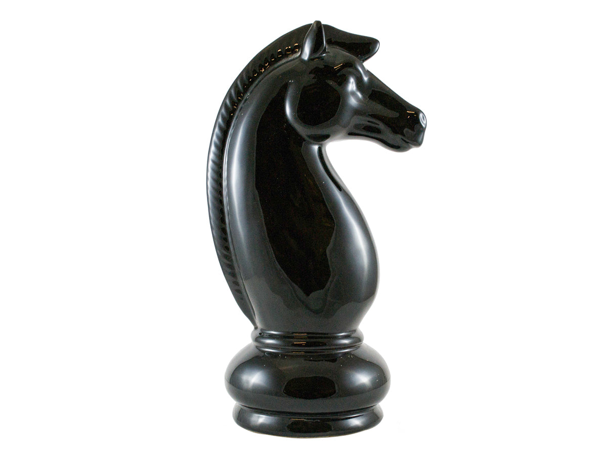 Pieza de ajedrez ceramica negra Caballo 9.5x24 cm