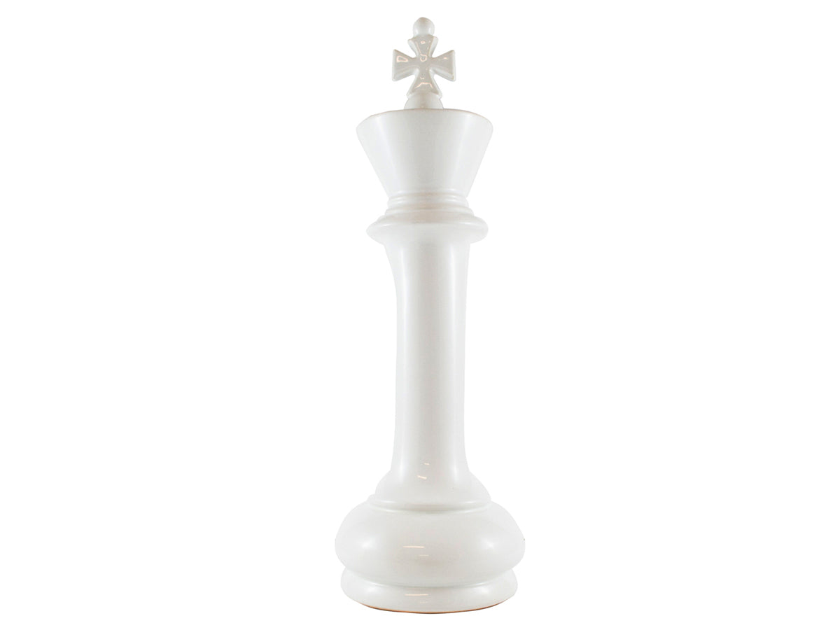 Pieza de ajedrez ceramica blanca Rey 11x35 cm
