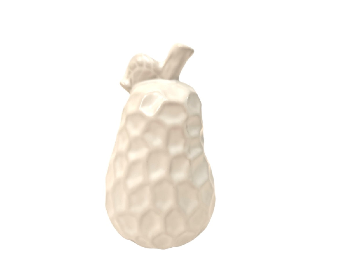 Pieza pera decorativa ceramica Pear blanca 9x15cm