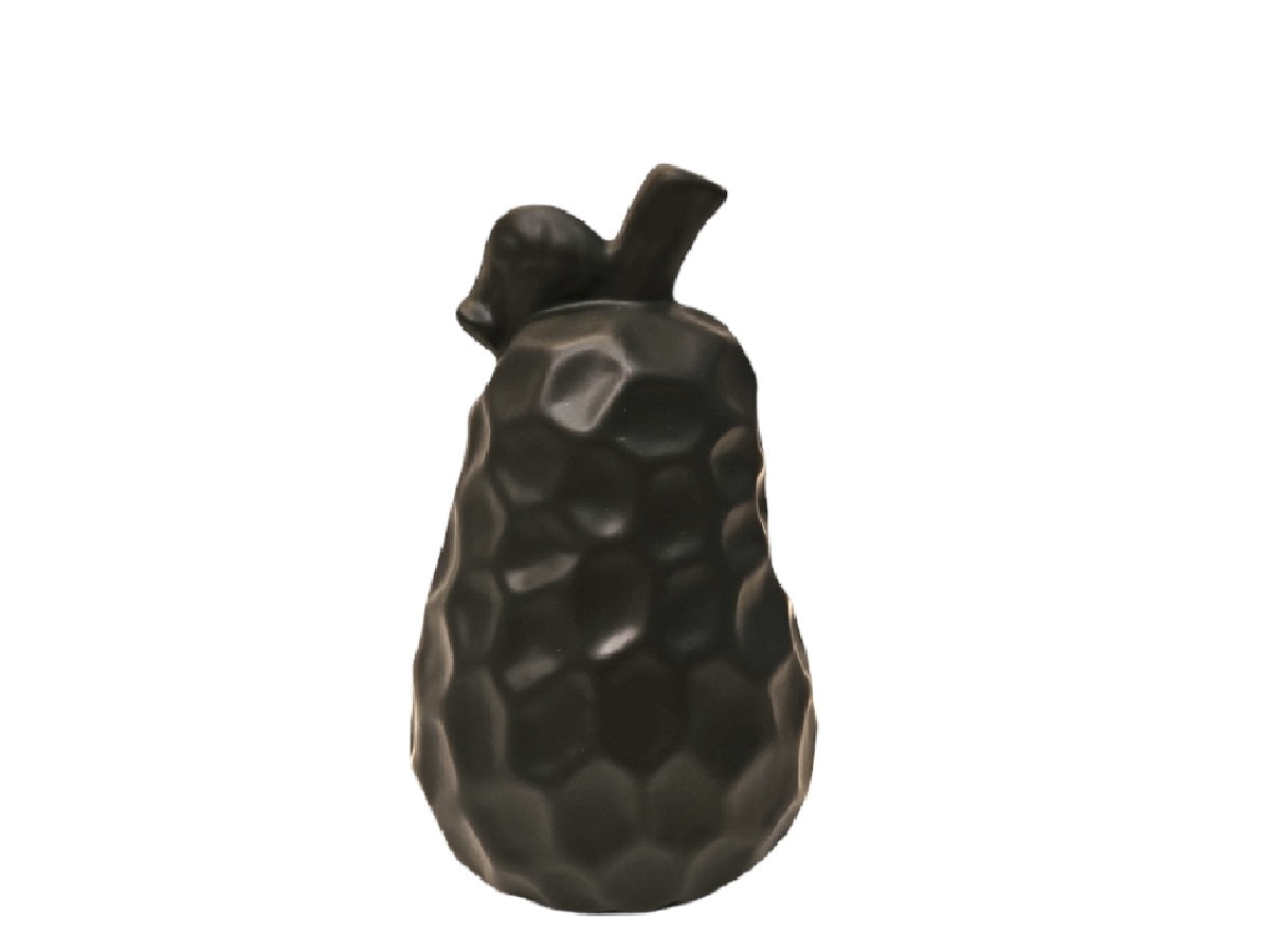 Pieza pera decorativa ceramica Pear negra 9x15cm