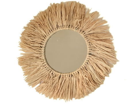 Espejo redondo de Seagrass Flecos Diametro 55 cm I Esp 25 cm