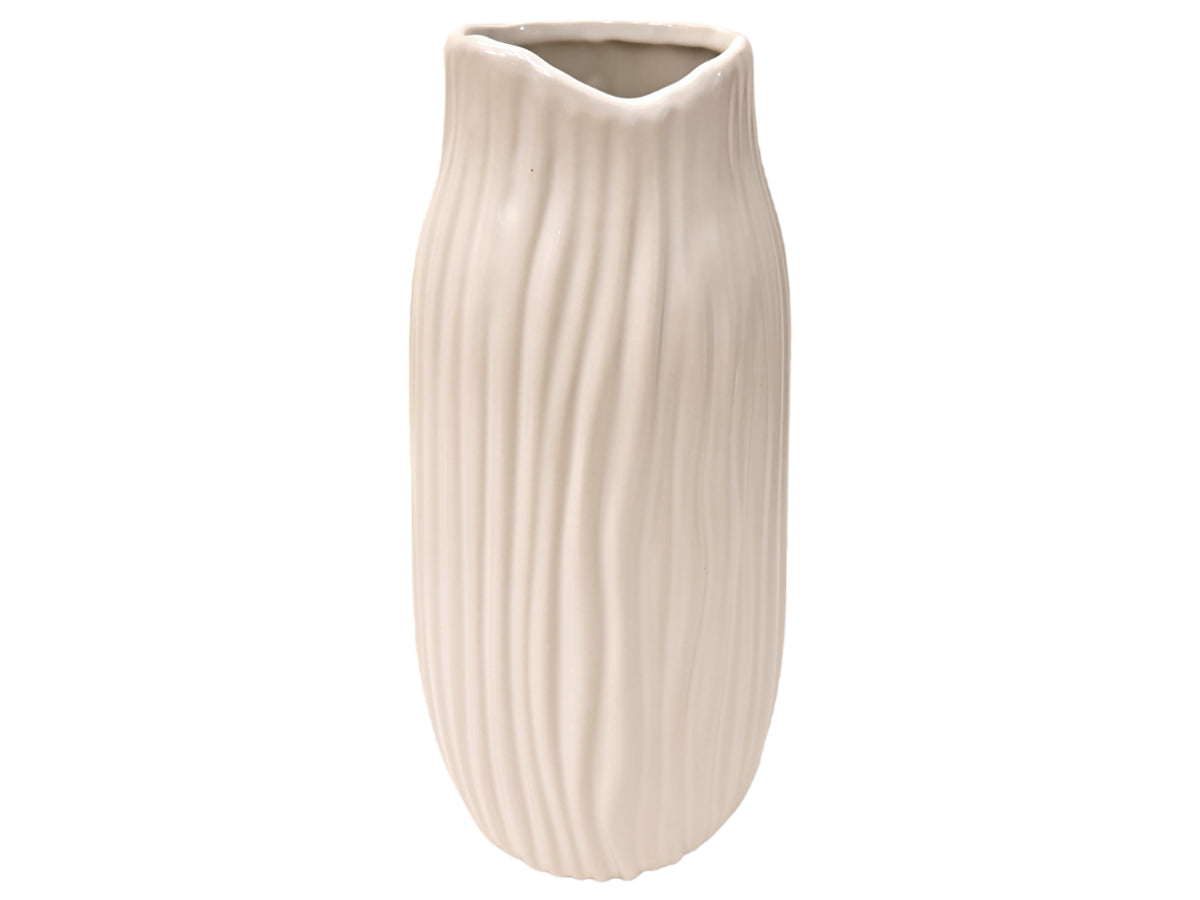 Jarron ceramica oval white 13x13x27 cm