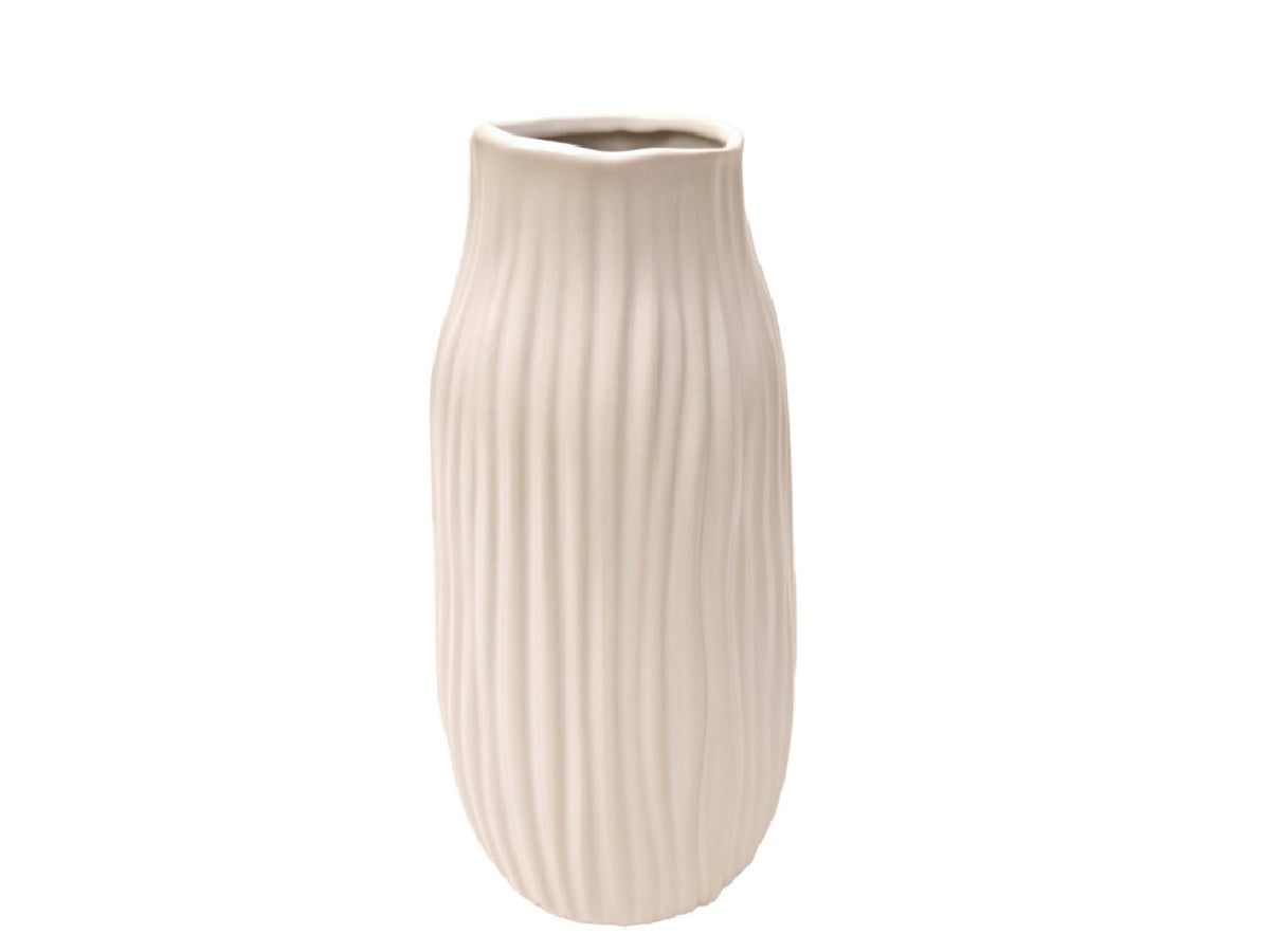 Jarron ceramica oval white 10x10x23 cm