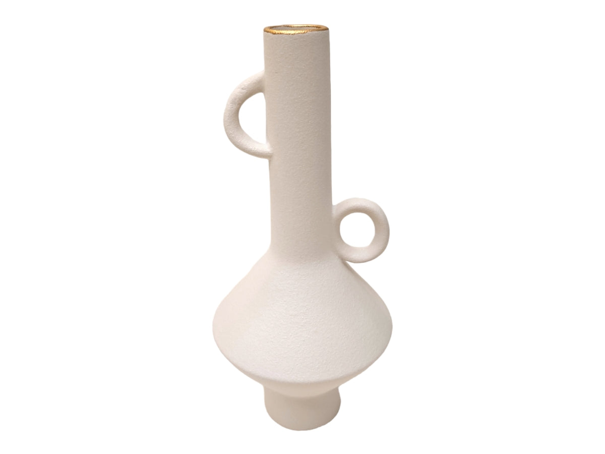 Jarron ceramica geo white 13 13 29 cm