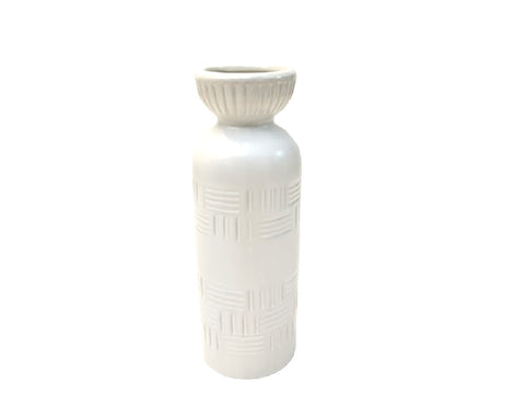 Jarron ceramica stretched blanco 7x20 cm