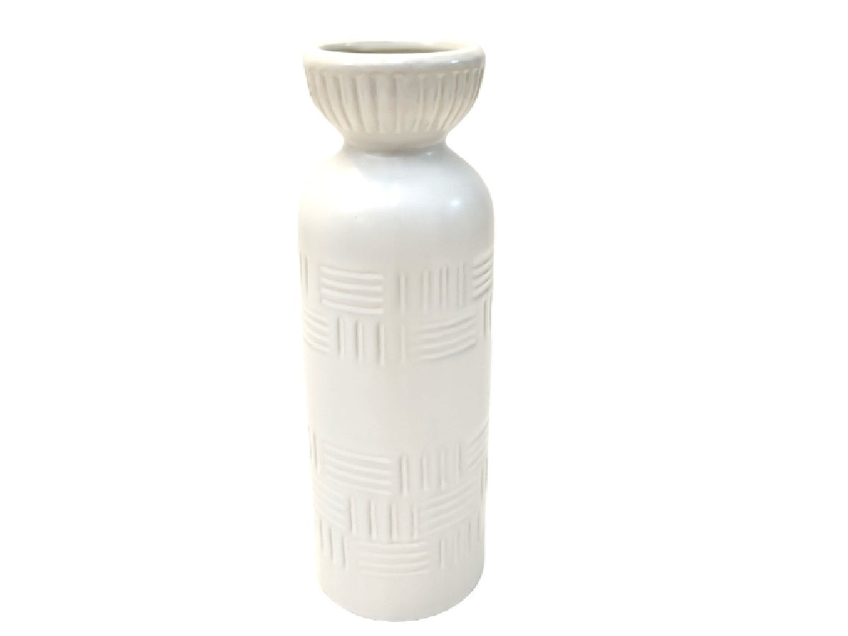 Jarron ceramica stretched blanco 8x24 cm