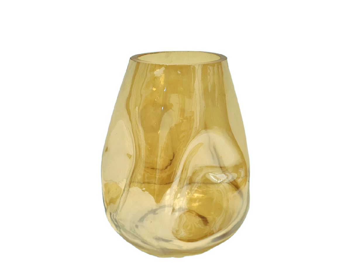 Florero de vidrio geminia ambar medium 8x18 cm