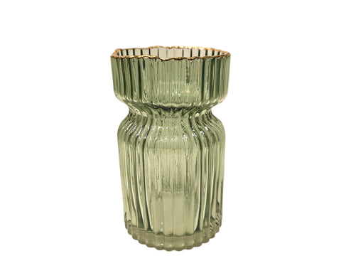 Florero vidrio green M 12x19cm