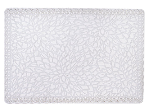 Individual rectangular de pvc blanco con tramado y transparencia Set x 6 30x45 cm