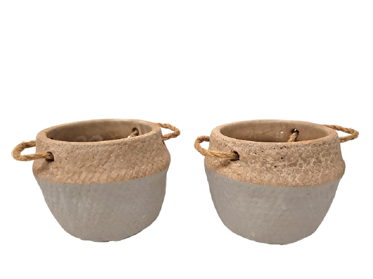 Maceta cemento cesto Snape gris set x 2 12x10cm