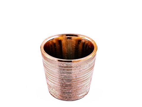 Maceta de ceramica small cobre set x 8 cilindrica small 7x6 cm