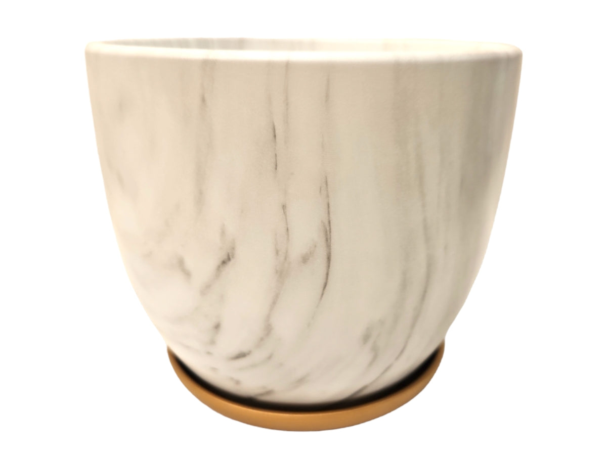 Maceta de ceramica simil marmol carrara Ramsay XL 21x19cm