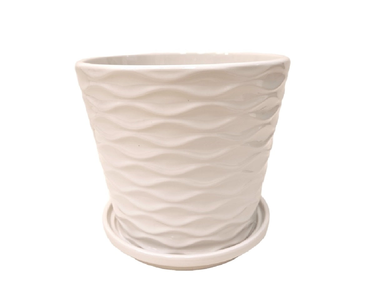 Maceta ceramica blanca Waves 17x16 cm